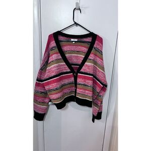 BP Marled Stripe Crop Cardigan Sweater womens sz 2XL